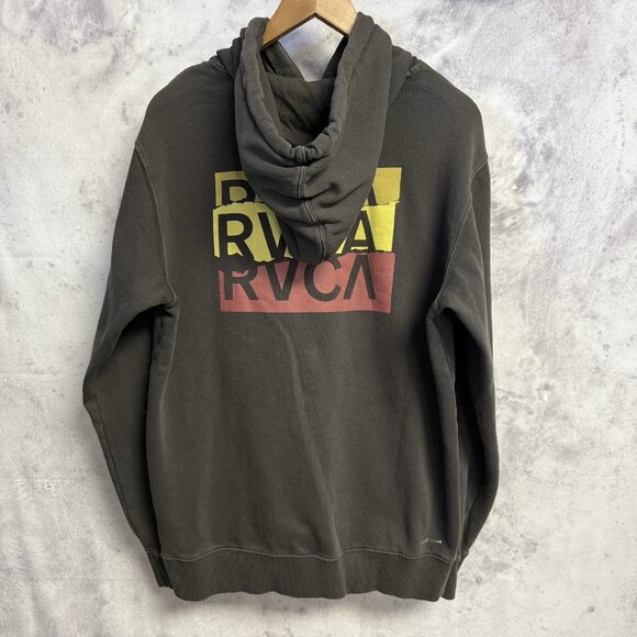 RVCA Hoodie Sweatshirt Mens Medium Faded Black Surf Skate - Picture 3 of 16